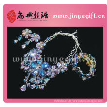 Shangdain exotique à la main cristal violet indien collier ensembles de bijoux